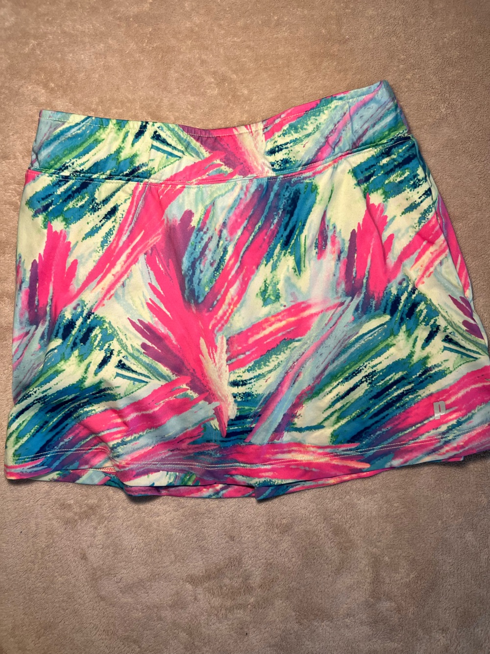 Prince girls tennis / golf Mini Skirt - Hot Pink, Aqua & Lime Brushstroke Print